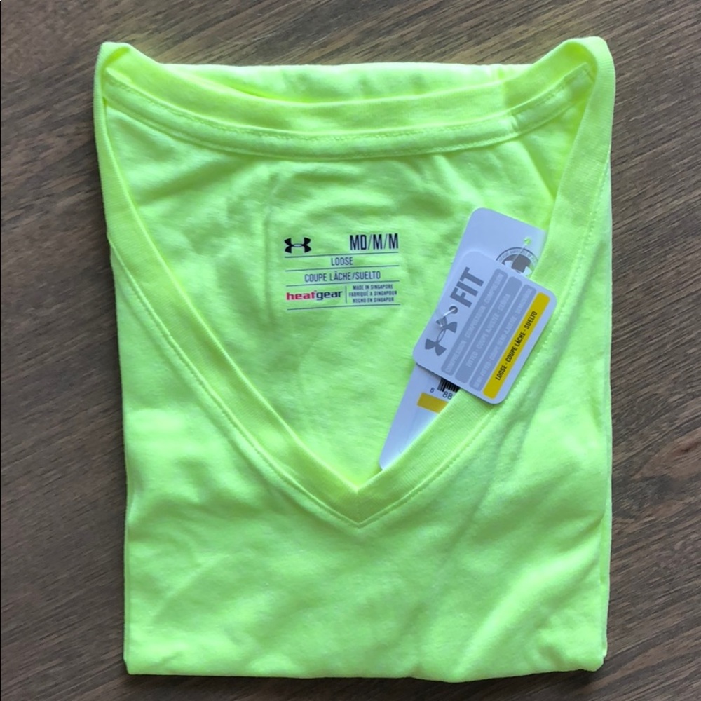 Under Armour Women's Stadium V-Neck Yellow - Picture 3 of 4